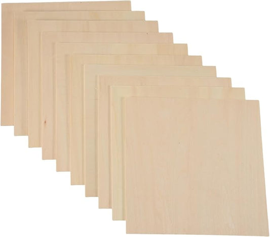 10Pcs 20X20X0.2cm Basswood Sheets Unfinished Wood Board, Rectangle Blank Wooden, Wooden Cutouts for Crafts