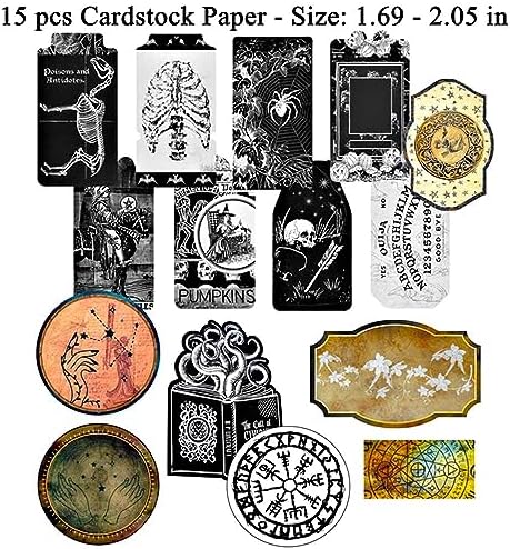 Dark Academia Junk Journal Supplies, Vintage Skull Decoupage Paper for Scrapbook Kit, 45pcs Astrology Ephemera for Junk Journals, Mushroom Plant Materials for Room Decor Wall Collage Kit - Image 5
