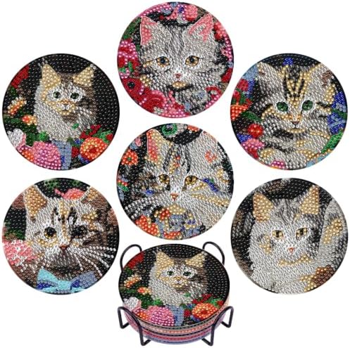 EWJRNSF 6 PCS Diamond Art Coasters Kit with Holder for Adults Beginners by EWJRNSFDiamondPainting