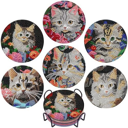 EWJRNSF 6 PCS Diamond Art Coasters Kit with Holder for Adults Beginners by EWJRNSFDiamondPainting
