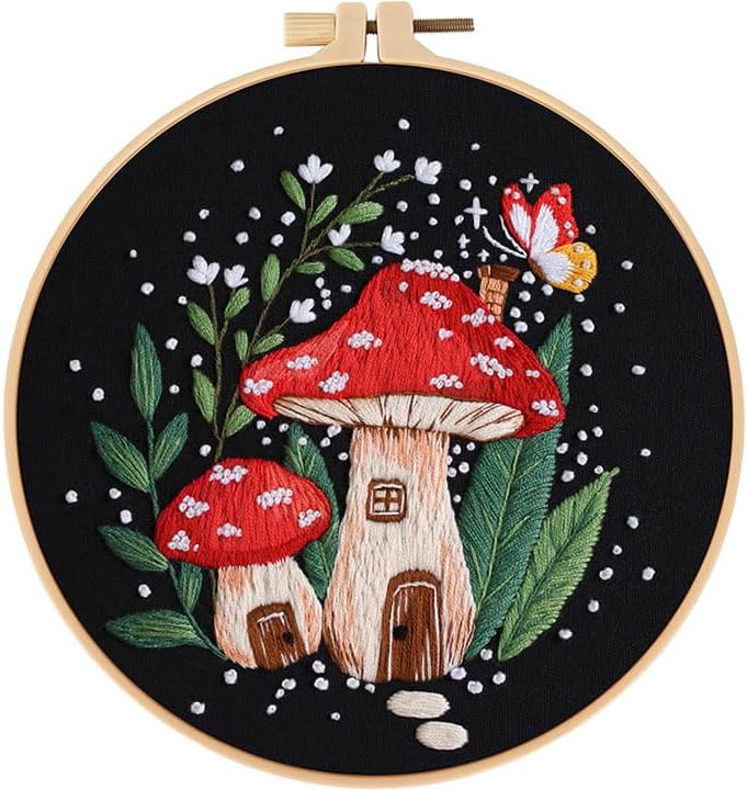 Haootadiy Beginner Embroidery Kit for Adults, Easy Cross Stitch Kit for Beginners and Adults, Full Embroidery Hoop Kit with Needles and Thread Included (Pattern 8) by Haootadiy