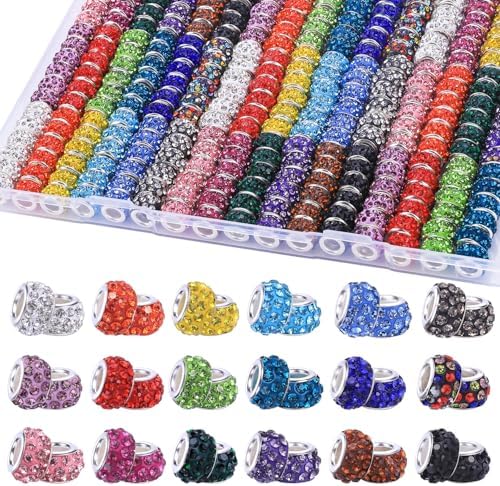 Aipridy Large Hole European Beads, Craft Supplies Kit，Assorted Mixed Color Lampwork Spacer Beads for DIY Bracelet Jewelry Making (120, Mixed) by AIPRIDY
