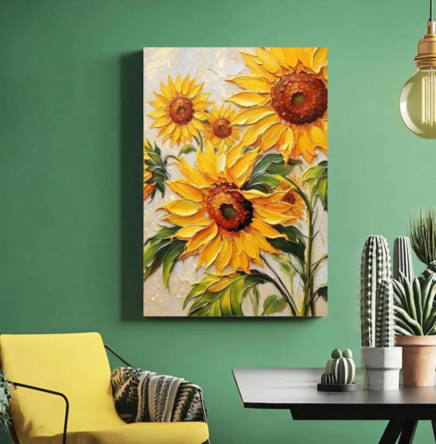 Thick Texture Sunflowers Paint by Numbers Kit for Adults Beginner 24colors 16x20 inch Without Framed - Image 2