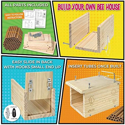 Rivajam Build a Bee House DIY Woodworking Project | Solitary Mason Bee House Nesting Box Wood Building Kit & Tools | Garden Arts & Crafts Activities for Toddler Boys & Girls Kids Teens Adults & Family - Image 2