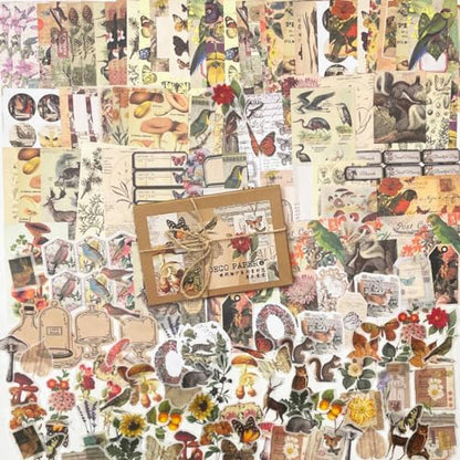 BLEDS 200PCS Vintage Journaling Supplies Pack, Scrapbook Stickers Kit & Aesthetic Journaling Paper for Junk Journals Craft Tags Cards Collage Notebook Planner Ephemera, BS-Scrapbooking-200 by BLEDS