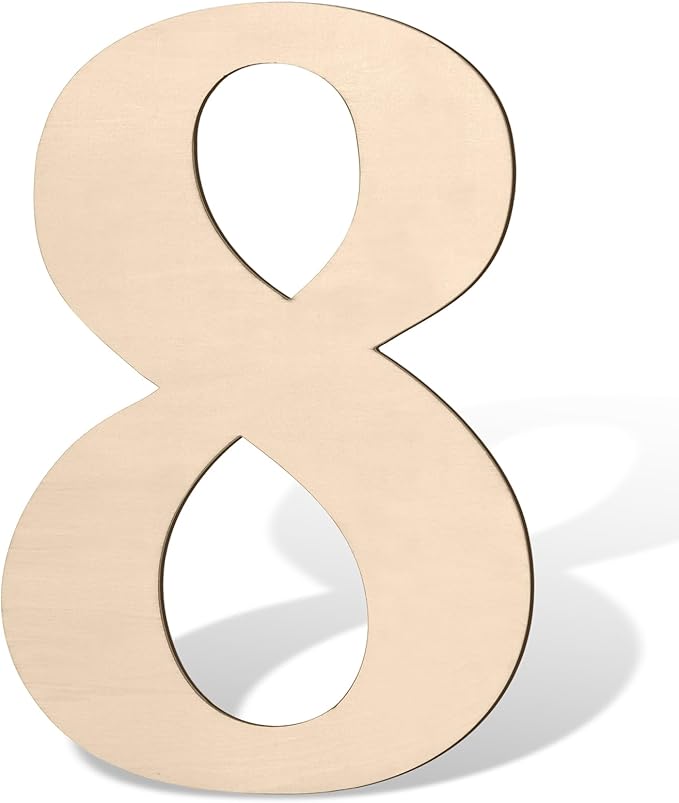 17 inch Large Wooden Numbers for Party Decor, Big Wood Number 8 for Wall Decor, Unfinished Blank Giant Wooden House Numbers, Wood Signs for Crafts, Birthday, Rustic Wedding, Christmas, Baby Shower