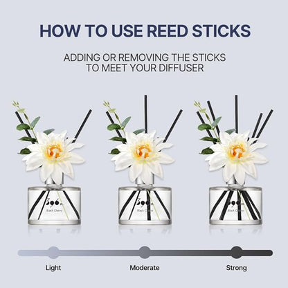 396 st. Dahlia Flower Reed Diffuser, Red Rose, 200ml(6.7oz) / Reed Diffuser Sets, Home Fragrance, Scented Oils, Home & Bathroom Décor