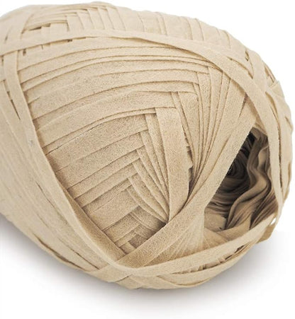 NICEEC 3 Packs Kraft Paper Yarn- Soft Raffia Ribbon Yarn for Crocheting & Knitting, Polyester, DIY Weaving - Total 474yds, 5.3oz - Beige