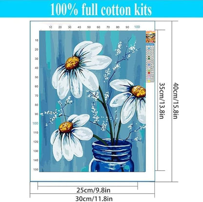 4 Pack Flower Stamped Cross Stitch Kits - Flower Embroidery Kits for Beginners Adults,11 CT Patterns Dimensions Counted Cross Stitch Kits Arts Craft Kits 12x16inch