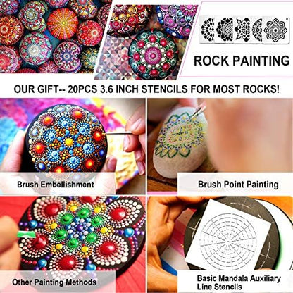 Augshy 58PCS Mandala Dotting Tools Set with a Blue Zipper Waterproof Storage Bag for Painting Rocks - Image 6