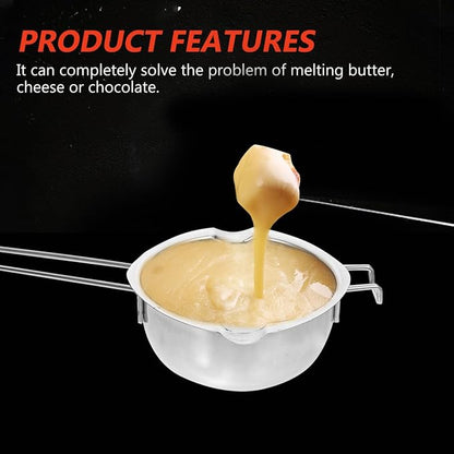 Stainless Steel Double Boiler Pot Set for Melting Chocolate Candy Candle Soap and Wax - 600ml Inner 16cm Outer Pot for Kitchen Use