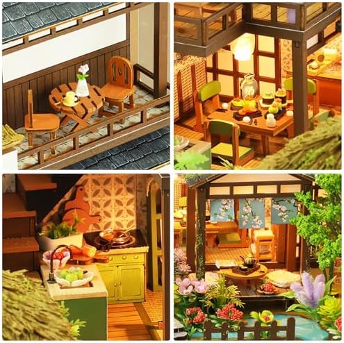 Dollhouse Kit, DIY Miniature House Kit w/LED for Adult, Courtyard - Image 4