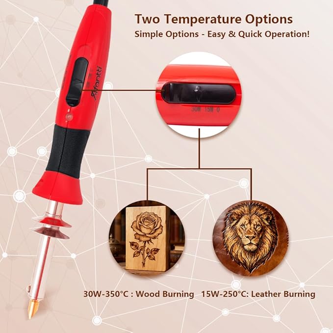 Afantti Wood Burning Tool Professional Wood Burner Pyrography Pen Kit | 26 Letters | Temperature Adjustable | for Leather Crafts