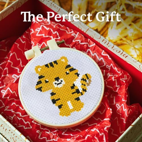 Kraftex Floral Stamped Cross Stitch Kits for Beginners - 3 Pack. DIY Embroidery Needlepoint Patterns for Adults. Easy Cross Stitch Kits for Beginners (Zoo Creatures) - Image 6