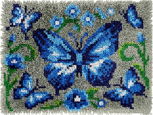 Butterfly Latch Hook Rug Kits for Adults Beginners, Pre-Printed 20" x 15" by VEIROUSA
