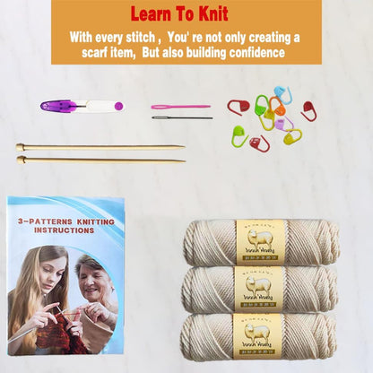 Kaaper Beginner Knitting Kit for Adults, Learn to Knit Crochet Starter Kit - Image 2