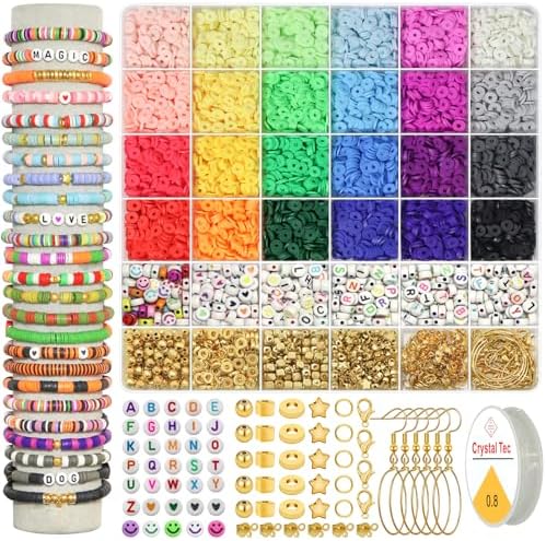 WANSPOORTS 6000+pcs 24Color Polymer Clay Beads Charms Friendship Bracelet Necklace Earring Jewelry Making kit, Accessories for Arts Crafts DIY Gifts for Women Girls by Unknown