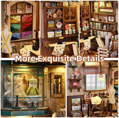 fifijoy Book Nook Kit - Sewing Room DIY Miniature House Dollhouse Kit for Adults and Teens, Booknook Tiny House Bookshelf Decor 3D Wooden Puzzle, Gifts for Family and Friends - Image 4