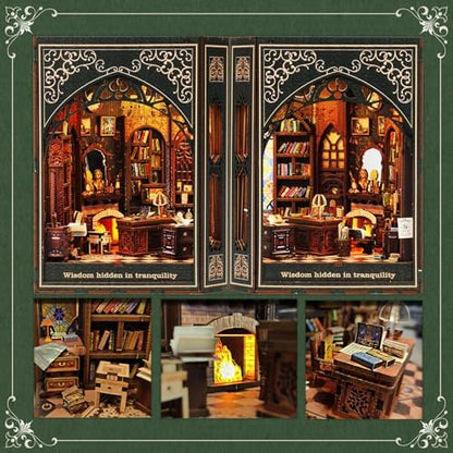 NookMaster Book Nook Kit with LED | 3D Puzzle Bookshelf Decor Gift - Image 3