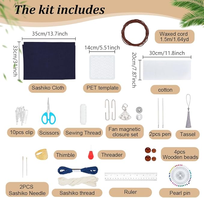 FREEBLOSS Sashiko Coin Purse DIY Kit with Instructions Sashiko Kit for Beginners Japanese Embroidery Bag for Girls Women Gift