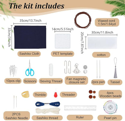 FREEBLOSS Sashiko Coin Purse DIY Kit with Instructions Sashiko Kit for Beginners Japanese Embroidery Bag for Girls Women Gift