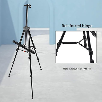 Art Artist Easel Stand for Displaying, RRFTOK Metal Tripod Adjustable Easels for Painting Canvases Height from 21" to 66" with Reinforced Triangle - Carry Bag for Table-Top/Floor Drawing and,Black
