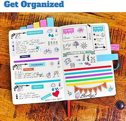 Perfect Planner Journal Supplies Kit - 32 Piece Set, Custom-Designed Supplies for Bullet Dot Journals and Planners, Includes Stickers, Stencils, Washi Tapes and Sticky Notes, by Wonderful Washi - Image 6