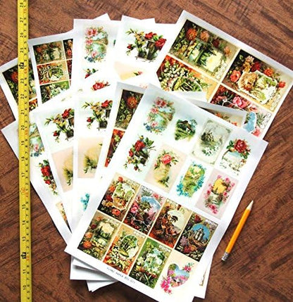 Decoupage Paper Pack (10sheets A4 / 8"x12") Spring Landscapes Garden Wildflowers FLONZ Vintage Ephemera - Image 2