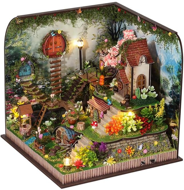 DIY Miniature House Kit, Mini House Building Kit, DIY Book Nook Kit, Tiny Model House for Adults to Build, Beginner 3D Wooden Book Nook, for Family Friends (Hidden Realm-B) by JCSY