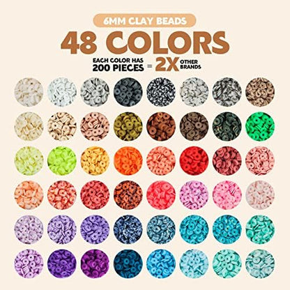 Pizooro Clay Beads 3 Boxes Bracelet Making Kit, 10500pcs Beads for Jewelry Making, Round Letter Beads with Charm and Elastic Strings, Friendship Bracelets Holiday Gifts for Girls Adults - Image 5