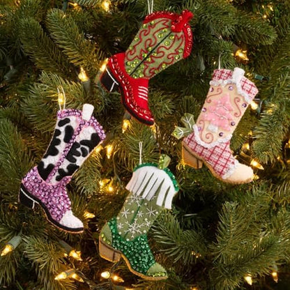 Bucilla Felt Applique 4 Piece Ornament Making Kit, Boots and Bling, Perfect for DIY Arts and Crafts - Image 2