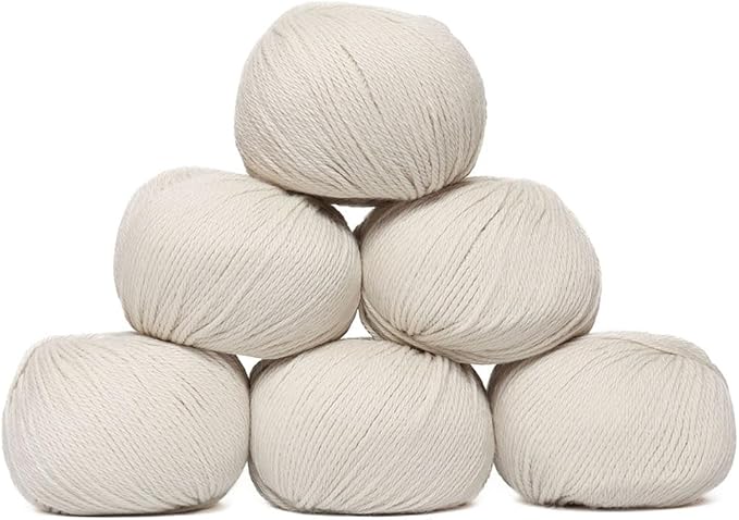 100% Baby Alpaca Yarn Wool Set of 6 Skeins (300 Grams) DK Weight - Made in Peru - Heavenly Soft and Perfect for Knitting and Crocheting (Alabaster White, DK - 6 Skeins)
