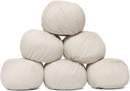 100% Baby Alpaca Yarn Wool Set of 6 Skeins (300 Grams) DK Weight - Made in Peru - Heavenly Soft and Perfect for Knitting and Crocheting (Alabaster White, DK - 6 Skeins)