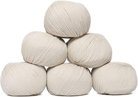 100% Baby Alpaca Yarn Wool Set of 6 Skeins (300 Grams) DK Weight - Made in Peru - Heavenly Soft and Perfect for Knitting and Crocheting (Alabaster White, DK - 6 Skeins)