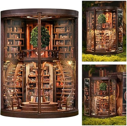 ISSEVE Book Nook Kit, Library Booknook Kits Dollhouse Bookshelf Decoration by ISSEVE