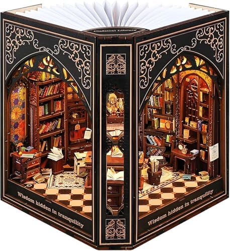 NookMaster Book Nook Kit with LED | 3D Puzzle Bookshelf Decor Gift by Follow