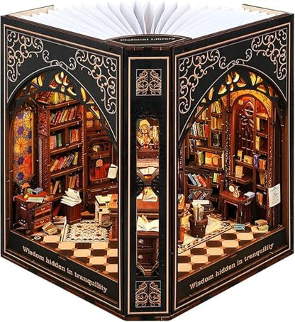 NookMaster Book Nook Kit with LED | 3D Puzzle Bookshelf Decor Gift by Follow