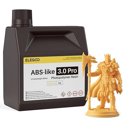 ELEGOO ABS-Like Resin 3.0 Pro, Higher Scratch-Resistance 3D Printing Photopolymer Resin, 405nm UV Resin for MSLA/DLP/LCD Printers Fast Curing High Precision Non-Brittle, Yellow 2000g