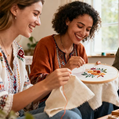 Saker Stitch Book Embroidery Kit: All-in-One Linen Embroidery Reference Guide with Multiple Sewing Tools, Floss, Needles & Scissors - Portable Embroidery Kit for Beginners Enthusiasts, Handmade Gift