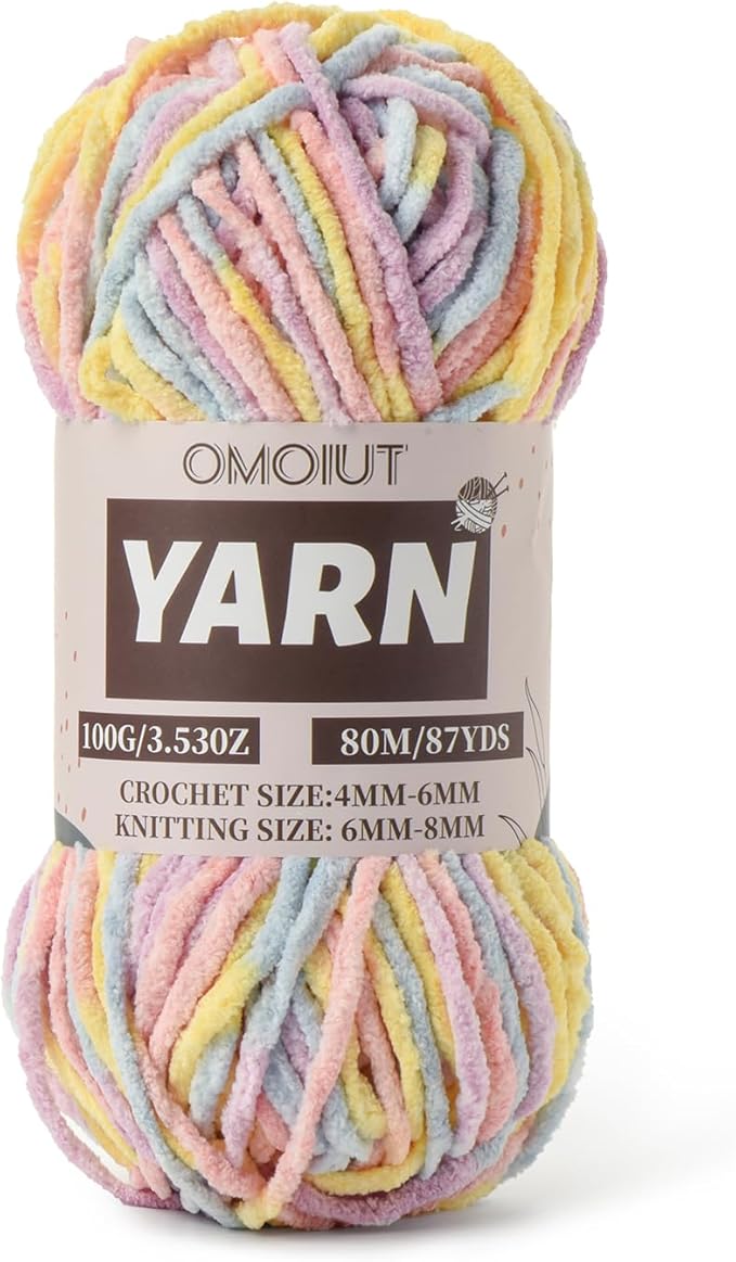 Macaron Fluffy Chenille Yarn for Crocheting - Baby Yarn for Crocheting Soft Blanket - (100g/87.4yds) Crochet Amigurumi Chunky Yarns - Super Bulky 5 Velvet Yarns