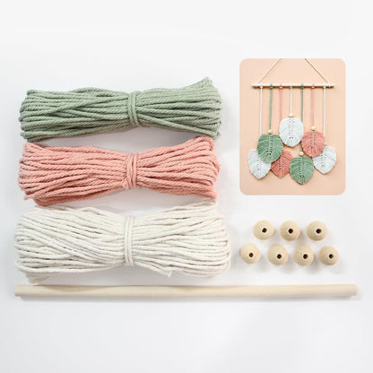 BUFANTL DIY Macrame Leaf Wall Hanging Kit for Beginners, Boho Woven Tapestry Craft Kit with Macrame Cord, Wooden Beads & Printed Instructions, Home Decor Macrame Kit for Adults by Unknown