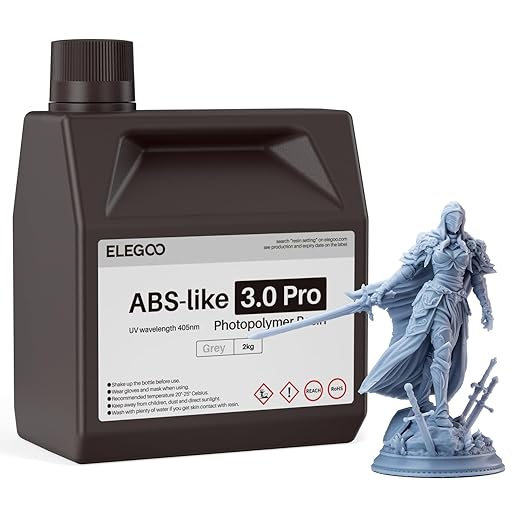 ELEGOO ABS-Like Resin 3.0 Pro, Higher Scratch-Resistance 3D Printing Photopolymer Resin, 405nm UV Resin for MSLA/DLP/LCD Printers Fast Curing High Precision Non-Brittle, Grey 2000g