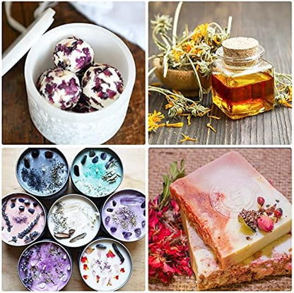 40 Bags Natural Dried Flowers Kit, Natural Dried Herbs with 2 Mesh Drawstring Bag for Soap,Candle,Resin Jewelry Making,Bath,Nail - Rose Petals,Rosebuds,Lilium,Jasmine,Don't Forget Me and More - Image 4