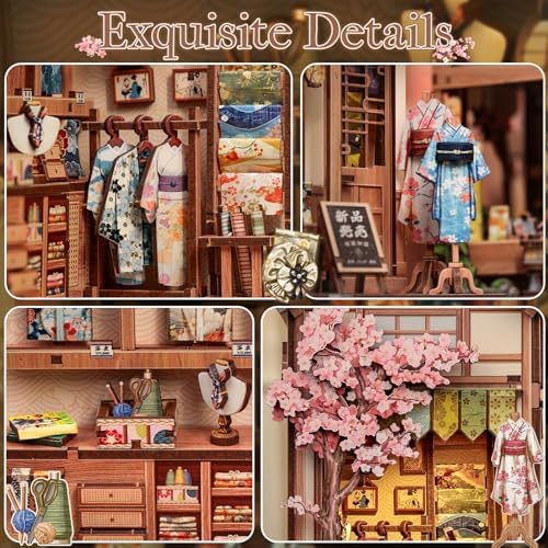 CUTEBEE Book Nook Kit - DIY Miniature House Japanese Sakura Kimono Shop - Image 6