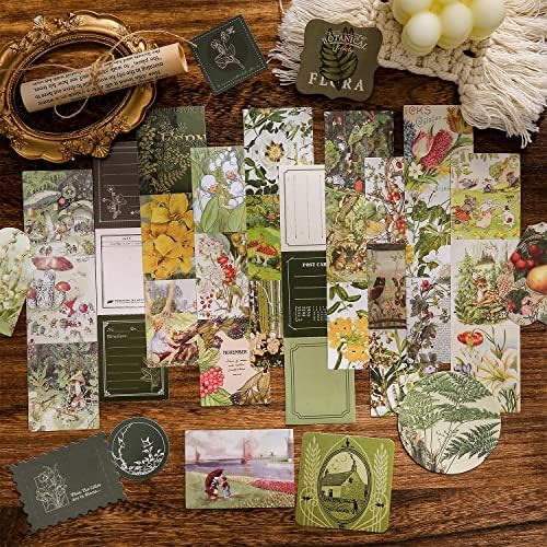 Scrapbooking Supplies Kit, Vintage Botanical Aesthetic Scrapbook Kit for Bullet Junk Journal, Stationery, A6 Grid Notebook, Flower DIY Journaling Supplies, Birthday Craft Gift for Teen Girl Women - Image 5