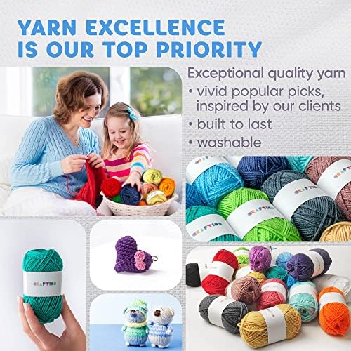 Crochet Kit for Beginners Adults and Kids - Beginner Crochet Kit for Adults with 40 Step-by-Step Video Tutorials, Amigurumi and Crocheting Kit, Starter Set 16 Yarn Colors and Crochet Bag (158 pcs Kit) - Image 6