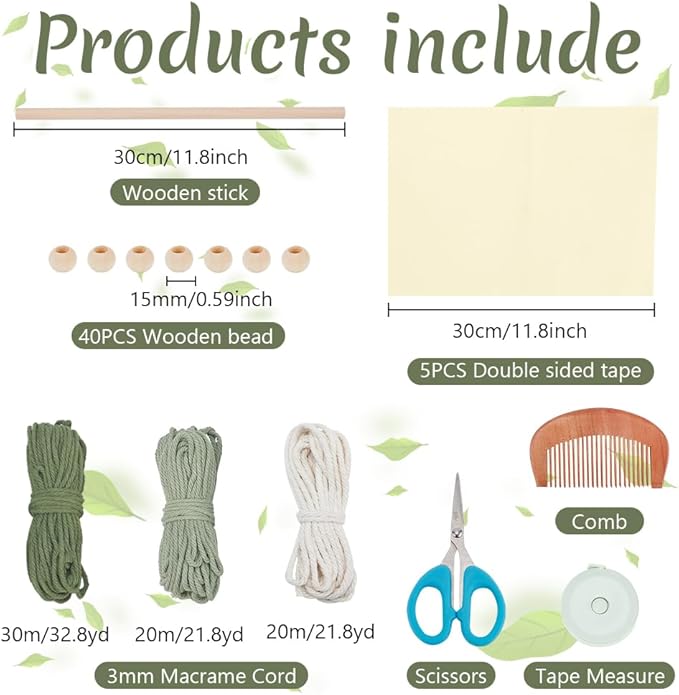ORIGACH DIY Macrame Leaf Wall Hanging Kit Boho Macrame Leaf Tapestry Kit for Adults Beginner Handmade Macrame Feather Wall Hanging Decor for Living Room Bedroom