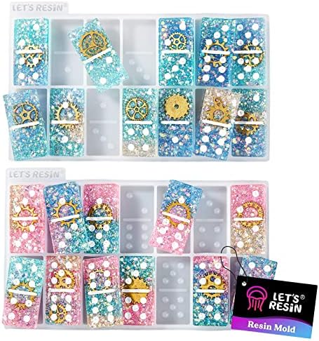 LET'S RESIN Resin Molds, Double 6 Domino Epoxy Mold Standard Size, Glossy Molds for Resin Casting, Silicone Molds for Epoxy Resin, UV Resina,Shiny & No Scratches & Durable by LETSRESIN