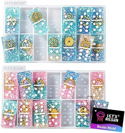 LET'S RESIN Resin Molds, Double 6 Domino Epoxy Mold Standard Size, Glossy Molds for Resin Casting, Silicone Molds for Epoxy Resin, UV Resina,Shiny & No Scratches & Durable by LETSRESIN