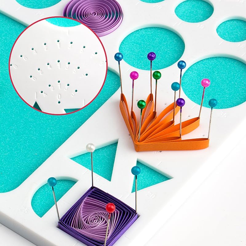 Saijoyz Quilling Template Kit with Colored Pins and Tweezers, Corkboard and Plastic, for Beginners, Students, and Teachers, 3 Piece (Cork、 Plastic、Stainless Steel) - Image 4